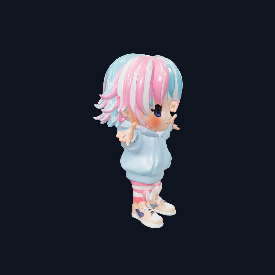 Cute Pastel Kid Rigged and Animated D Character Model